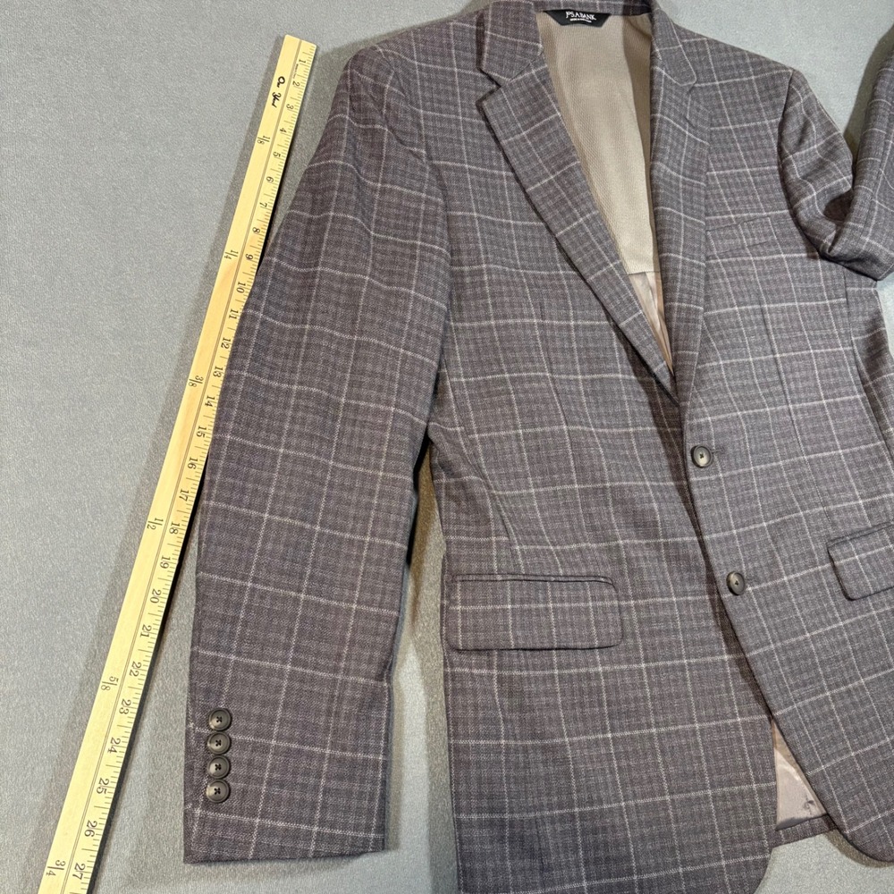 Jos A Bank Blazer Mens 42L Brown Plaid Traveler Travel Tech Slim Fit Jacket Coat - Picture 7 of 10